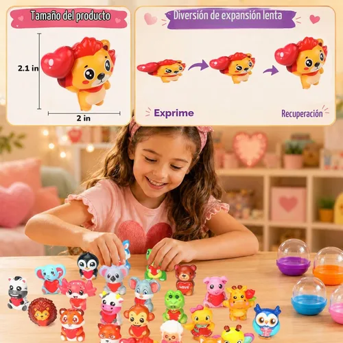 Vista 5 de 48 Pcs Animal Squishy Toys with Capsules Classroom Prizes Party Favors Kids