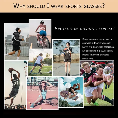 Vista 6 de SooGree Gafas deportivas, baloncesto, fútbol, raqueta, para hombres y mujeres, protección de seguridad reemplazable