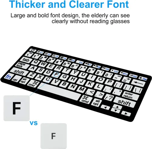 Vista 2 de HXMJ Mini teclado Bluetooth de impresión grande compatible con iPad, iPhone, iPod, MacBook para personas mayores y personas con discapacidad visual