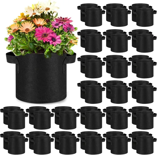 Vista 13 de Nuanchu 60 paquetes de bolsas de cultivo de 2 galones, maceta de tela de aireación a granel con asas, bolsas de jardín no tejidas gruesas