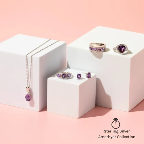 Vista 4 de PEORA Anillo de plata de ley 925 con forma de corazón y alma gemela para mujer, varias piedras preciosas, tamaños 5 a 9 Amatista