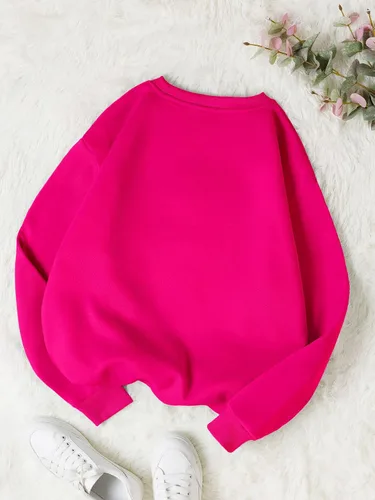 Vista 2 de WDIRARA - Sudadera de manga larga con cuello redondo y estampado gráfico de letras para mujer