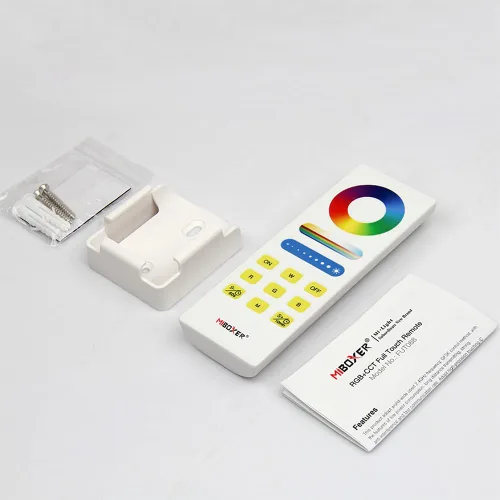 Vista 2 de FUT088, control remoto de tira LED RGB+CCT, Full Touch, conectividad 2.4G, 98.4 ft, rango de 98.4 pies, compatible con MiBoxer, controladores