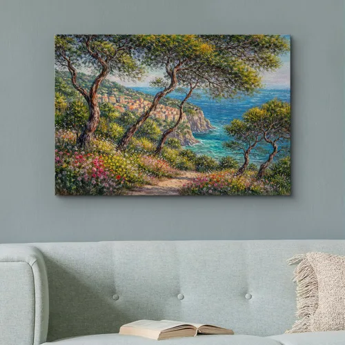 Vista 83 de wall26 Prado con álamos por Claude Monet - Arte moderno impresionista, arte en lienzo para el hogar, 12 x 18 pulgadas