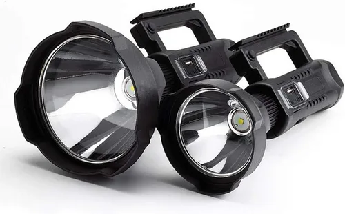 Vista 5 de Proyector recargable súper brillante, linterna táctica de mano, 4 modos, alta potencia, portátil, impermeable, reflector LED, salida USB, P50