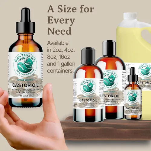 Vista 9 de Bella Terra Oils - Aceite de ricino orgánico botella de vidrio de 4 onzas - Sumérgete en la esencia de ricino orgánica pura, alta en ácidos grasos