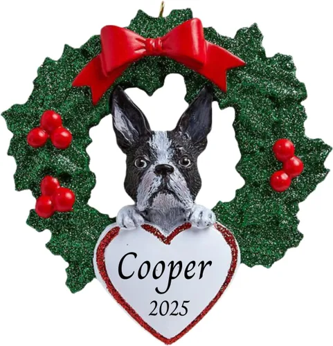 Vista 4 de Adornos personalizados para árbol de Navidad 2025 para mascotas, Chihuahua con corona, recuerdo para los amantes de los perros de los cachorros