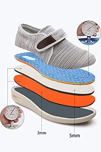 Vista 2 de Yibobay Diabetic Shoes for Women Width X-Wide Velcro Shoe for Elderly Women Wide Shoes for Women Walking Shoes Adjustable Closure Breathable