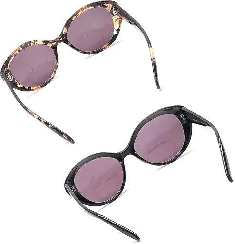Vista 8 de Bifocal Gafas de sol para mujer 2 pares Cateyes Real Rhinestones Reader gafas de sol con 2 bolsas gratis