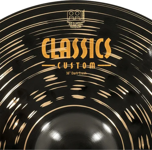 Vista 3 de Meinl Crash Platillo de 16 pulgadas – Classics Custom Dark – Fabricado en Alemania, 2 años de garantía (CC16DAC) Platillo para batería de bronce