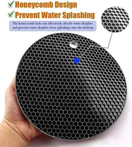 Vista 2 de Paquete de 5 salvamanteles de silicona extra gruesos resistentes al calor para ollas y guantes de horno, salvamanteles para platos calientes