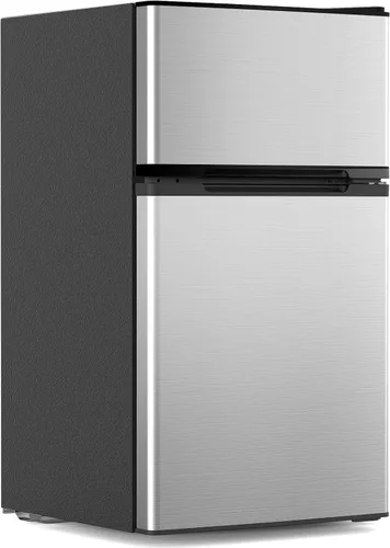 Vista 11 de Electactic 3.1 pies cúbicos Mininevera con congelador de 2 puertas, refrigerador compacto mini con estantes de vidrio ajustables y removibles