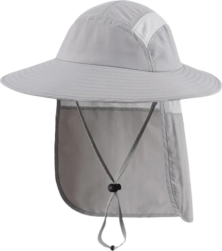 Vista 2 de Home Prefer - Gorra de protección solar SPF 50+ para hombre con ala ancha y solapa para el cuello