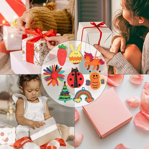 Vista 6 de Imán de madera DIY 36 suministros de manualidades kit de pintura para niños