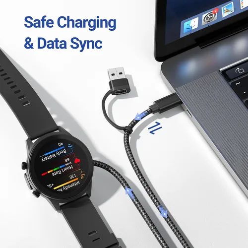 Vista 4 de Itramax - Cable de carga 2 en 1 para Garmin Watch de 4 pies, cable de alimentación de carga para Garmin Fenix 8 E 7 7X 7S 6 5 5X 5S Solar
