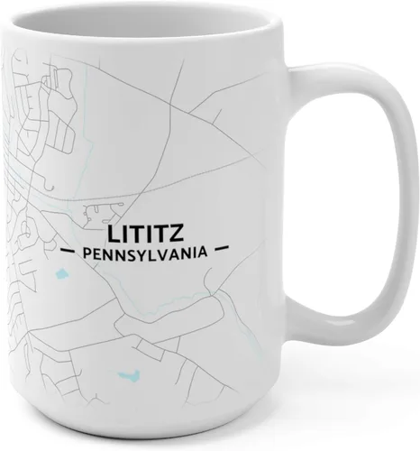 Vista 4 de Lititz, Pennsylvania PA Map Mug (11 oz)