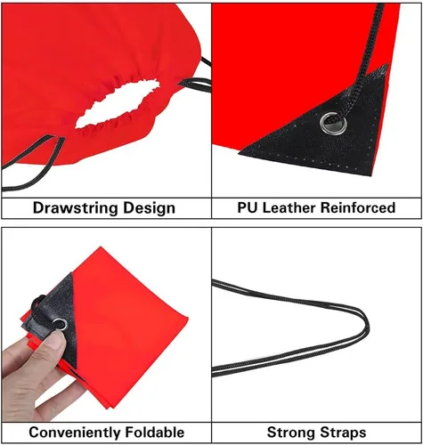 Vista 3 de Bolsas de cordón a granel, Poliéster Draw String Bag, Gym Sports Cinch Bag Mochila con cordón, Rojo