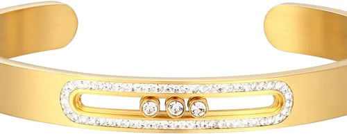Vista 2 de Brazalete para mujer con diamantes móviles, una pulsera de acero inoxidable para mujer