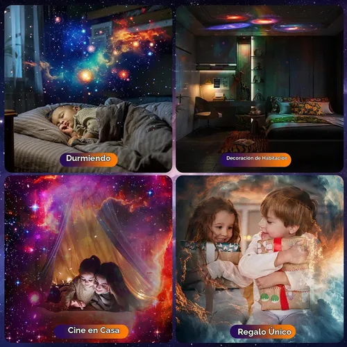 Vista 8 de Proyector Galaxy Pro para dormitorio, proyector de estrellas planetario 13 en 1 con sistema solar y constelación, proyector de luz de galaxia