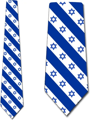 Vista 2 de Three Rooker Star of David Ties - Corbata judía para hombre con bandera de Israel, Azul