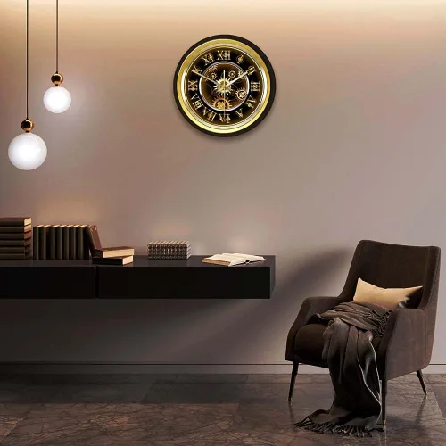 Vista 7 de Geek Alerts Clockwork - Reloj de pared de cuarzo silencioso estilo steampunk con control de voz, luz nocturna LED para dormitorio, hogar, números