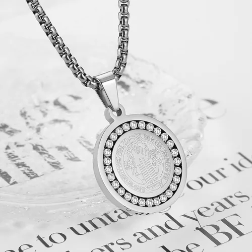 Vista 5 de HZMAN Collar de exorcismo de San Benito de acero inoxidable con circonita dorada y plata católica colgante de cruz para hombres y mujeres regalo