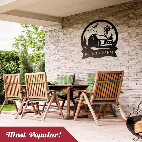 Vista 5 de RealSteel Monograma de granja, letrero de nombre de familia al aire libre, decoración al aire libre, letrero de metal para decoración de granja
