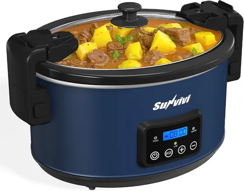 Vista 9 de Sunvivi Olla de cocción lenta programable de 8.5 cuartos de galón: calentador de alimentos multicocina con tapa de bloqueo y temporizador digital