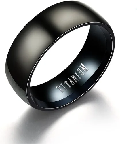 Vista 5 de Meolin Anillo de acero de titanio negro para hombre, anillo de compromiso acabado mate, Acero de titanio