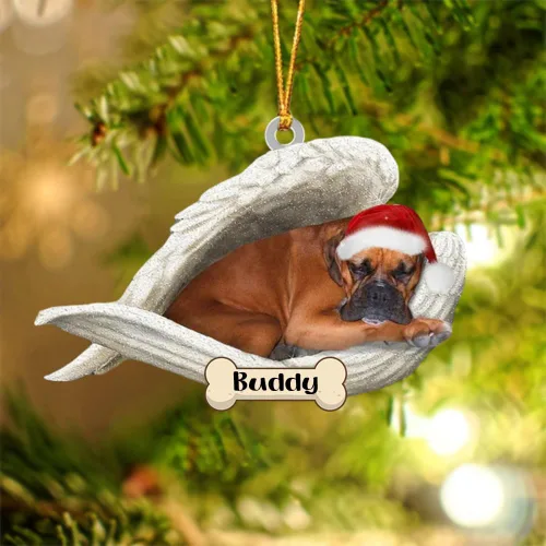 Vista 48 de Afghan Hounds - Adorno de Navidad con alas de ángel durmiente, recuerdo personalizado para perros 2024, adorno de forma acrílica, regalos