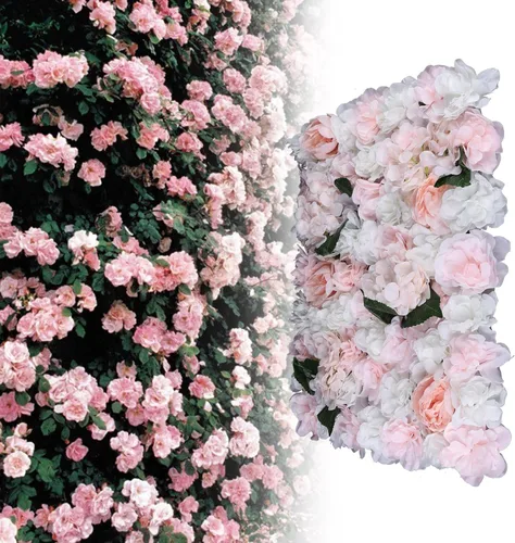 Vista 23 de Panel de pared de flores artificiales 3D, 24 x 16 pulgadas, 10 paneles de fondo de pared para exteriores, interiores, fiestas, bodas, día de San