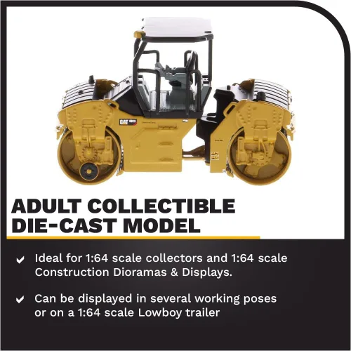 Vista 3 de Diecast Masters 1:64 Caterpillar CB-13 Roller with ROPS, Play & Collect Series Cat Trucks Equipo de construcción Modelo a escala coleccionable