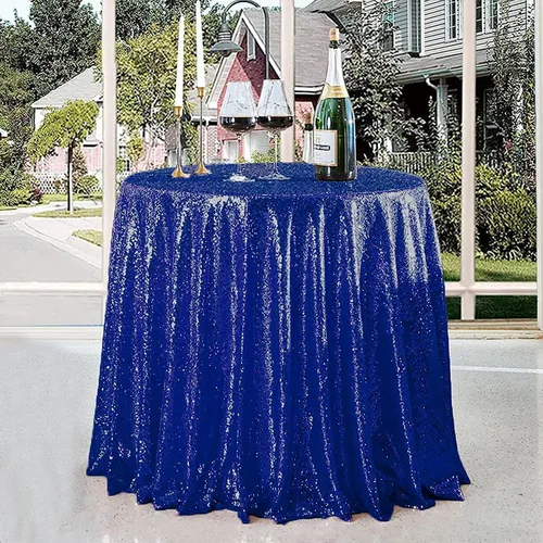 Vista 73 de Manteles redondos de lentejuelas negros para fiestas, de 121,9 cm, mantel redondo de purpurina ajustado, pequeño, lindo y dulce, para boda