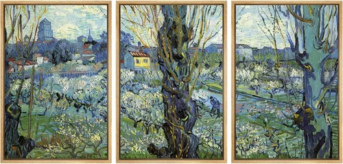 Vista 40 de wall26 Lienzo enmarcado para pared, juego de arte con flores de almendra de Vincent Van Gogh, naturaleza, ilustraciones de área silvestre, bellas