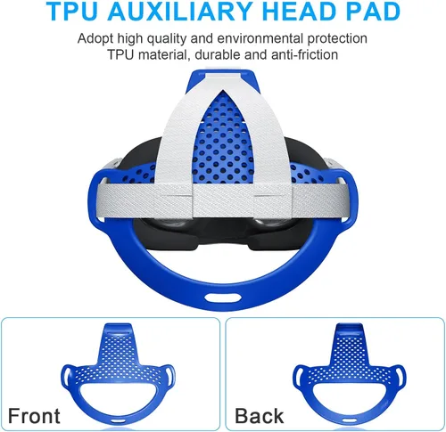 Vista 3 de VR Head Strap Pad for Quest 3 Headset Accessories, TPU Head Strap Cushion for Quest 3 Head Strap, Bracket for The Back of The Head Headstrap (Blue)