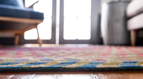 Vista 4 de Unique Loom - Alfombra colección de círculos abstractos, de transición para interiores y exteriores, beige, Polipropileno, Púrpura (Multi/Purple)
