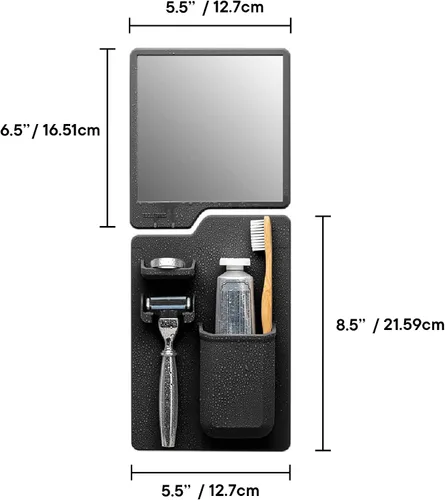 Vista 23 de TOOLETRIES Harvey & Oliver, Shower Organizer & Shaving Mirror - Charcoal