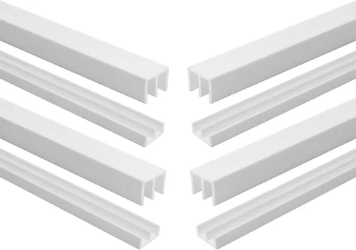 Vista 21 de Riel de puerta corredera de panel de 1/4 pulgadas, juego superior e inferior de plástico negro de 48 pulgadas, fabricado en EE. UU., paquete de 1