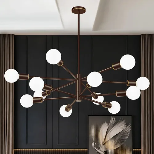 Vista 16 de Sputnik - Lámpara de techo con 6 luces para comedor Negro y oro cepillado