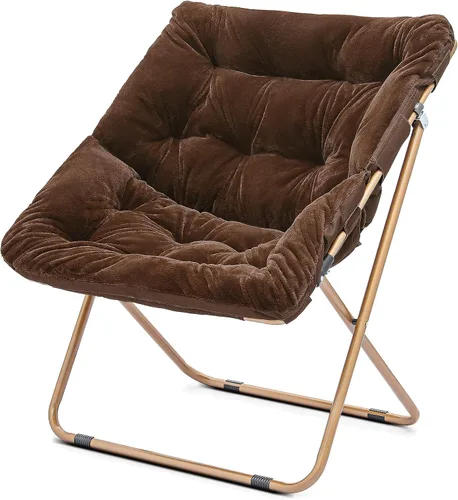 Vista 21 de Cómoda silla con platillo, silla de sala de estar, silla plegable acolchada suave de piel sintética, cómoda silla cuadrada de luna para sala