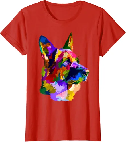 Vista 108 de Camiseta con retrato de pastor alemán para dueños de perros, Negro, S