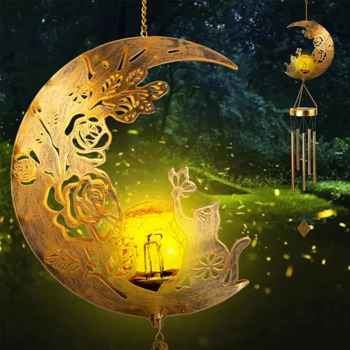 Vista 18 de Solar Wind Chimes Sun Decor Gift for Women Cracked Glass Light Wind Chime