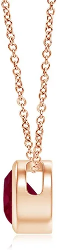 Vista 2 de ANGARA - Collar con colgante solitario de rubí natural con diamante en oro macizo de 14 quilates, platino para mujeres y niñas con cadena de 18