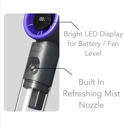 Vista 3 de FAMKA - Ventilador de nebulización de mano portátil, potente de alta velocidad, pequeño ventilador de refrigeración personal recargable, niebla