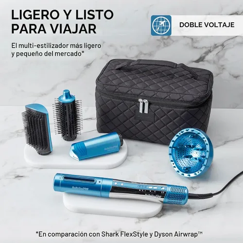 Vista 4 de BaBylissPRO StyleSwitch Ionic Multi-Styler, Air Styler y secador de pelo, cepillo de aire caliente ligero, 5 accesorios, 9 ajustes de Azul