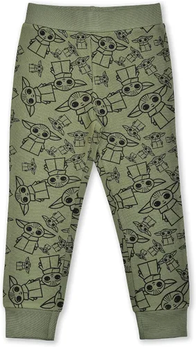 Vista 4 de Star Wars The Mandalorian Baby Yoda - Conjunto de sudadera con capucha y pantalones deportivos para bebés niños pequeños y niños color verde