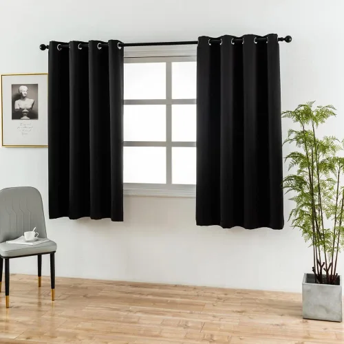 Vista 10 de MANGATA CASA Cortinas opacas negras con ojales, 2 paneles para dormitorio, panel de cortina de ventana para sala de estar, cortinas térmicas de Negro