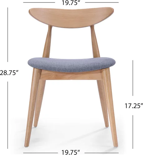 Vista 3 de GDFStudio Christopher Knight Home Barron - Sillas de comedor de tela con acabado de roble, juego de 2 piezas, gris y roble