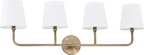 Vista 17 de Capital Lighting 619311AD-674 Dawson Pantalla de Tela Blanca Decorativa Stay-Straight Aplique de Pared, 1-Luz 60 Vatios, 17" H x 6" A, Latón
