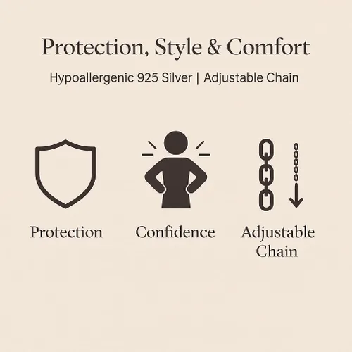 Vista 6 de Collar natural contra el mal de ojo, joyería hecha a mano con cadena ajustable de plata de ley 925 de 16 + 2 pulgadas
